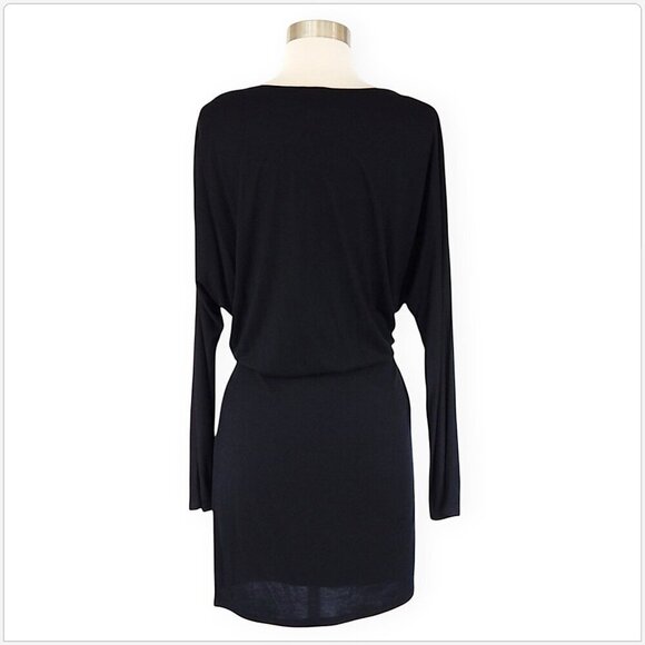 Haute Hippie Black Draped Wrap Effect Modal Knit Dolman Sleeve Dress NEW NWT S - Picture 5 of 6